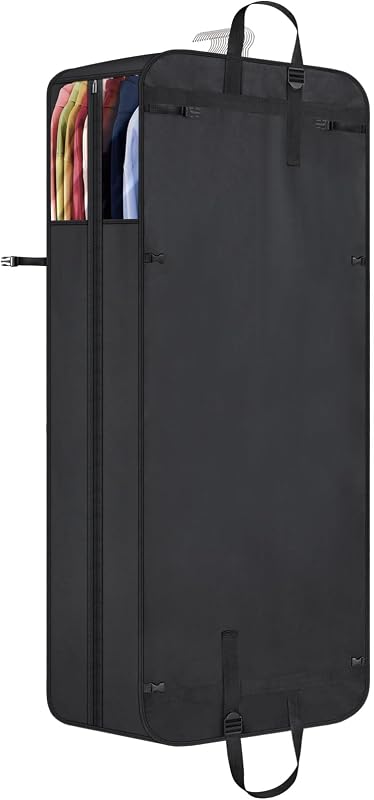 Garment Bag for Moving, Heavy Duty Suit Bag, 60 Inch, Set of 1 | Large Travel Bag for Moving, Non-woven Fabric, Suit Cover with Clear Window, Handles and Buckle Straps for Suit, Coat, Jacket