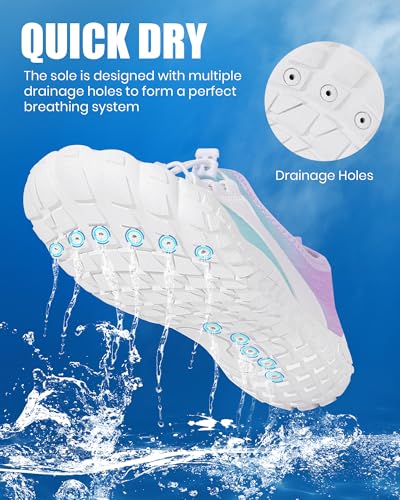 Hike Barefoot Water Shoes Women Men, Newly Water-Drops Pattern Pro Minimalist Shoe Quick Dry Wide Toe Breathable & Non-Slip for Hiking Beach Aqua Surf Swim3