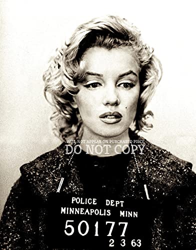 Marilyn Monroe Mugshot Photograph 11 X 14 - Stunning 1963 Mug Shot Portrait - Minneapolis Protest Arrest - Rare Photo - Black White 11 X 14 Inches