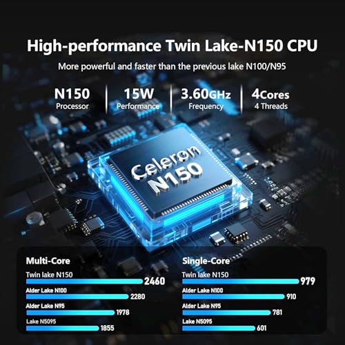 15.6 inch Laptop Computer,N150 Quad-Core Processor(Up to 3.6GHz), Traditional Laptop 16GB RAM 512GB SSD, Backlit Keyboard,Fingerprint Unlock,FHD 1920 * 1080,Win 11 Pro,laptops for Gaming,WiFi 5,BT 4.2 - Image 3