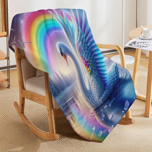 Manta polar de cisne para sofá cama manta cálida microfibra mullida 5