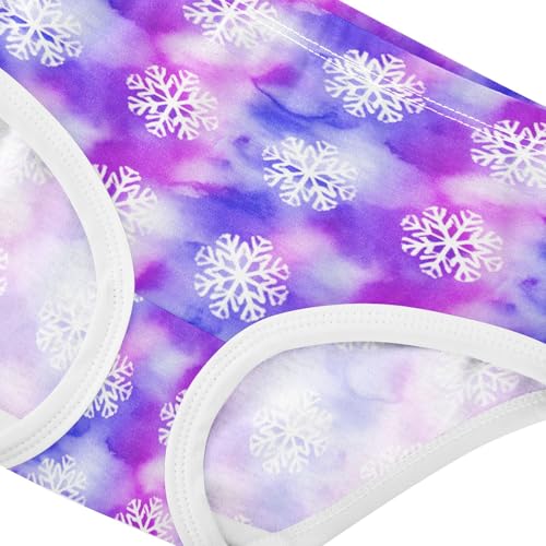 Joisal Cotton Girls Underwear Toddlers White Snowflakes Purple Pink Little Girl Panties Personalized Briefs Undies Kids 2t4