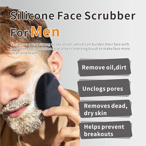 Image of Silicone Face Scrubber,Manual Exfoliating Brush,Handheld Facial Cleansing Brush for Women Men-Blackhead Removing Pore Cleansing Massaging for Sensitive, Delicate, Dry Skin (Black+Black)