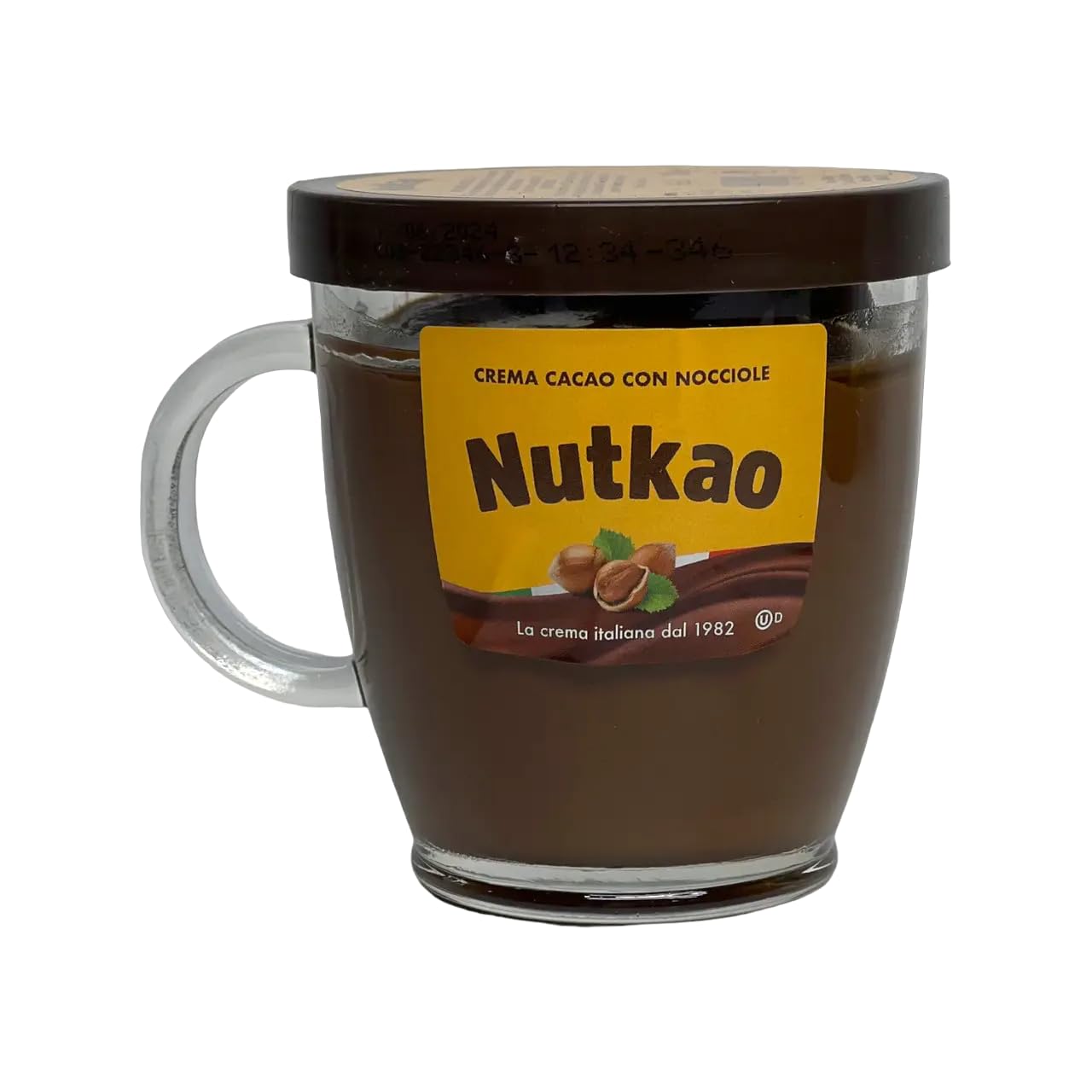 12er-Pack Nutkao Crema Cacao con Nocciole,Streichfähige Creme Kakao mit Haselnüssen,Italienische Creme, 330g-Glas + 1er-Pack Kostenlos Felce Azzurra Talkumpuder, 100g-Beutel