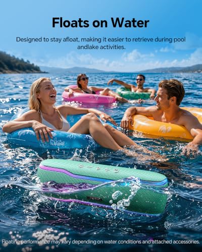 Image of (Upgraded Version) Portable Bluetooth Speaker, IPX7 Waterproof Wireless Speaker with Colorful Flashing Lights, 24H Playtime, 100ft Bluetooth Range, TWS Pairing for Outdoor, Home, Party, Beach, Travel