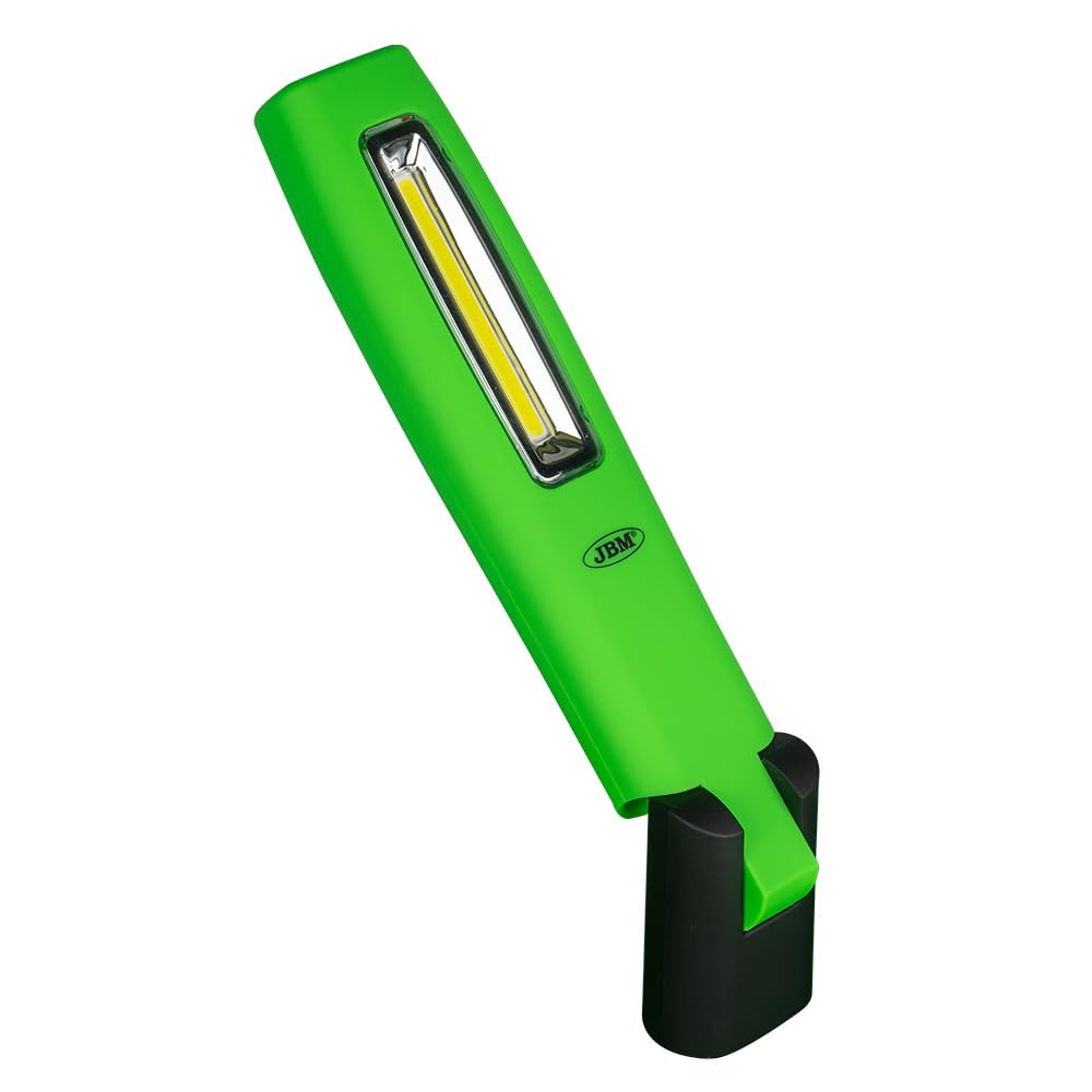 JBM Lampada LED Portatile con Base Magnetica Articolata, 1000LM, COB 10W, Doppio Gancio, Batteria Litio 4000mA, Verde