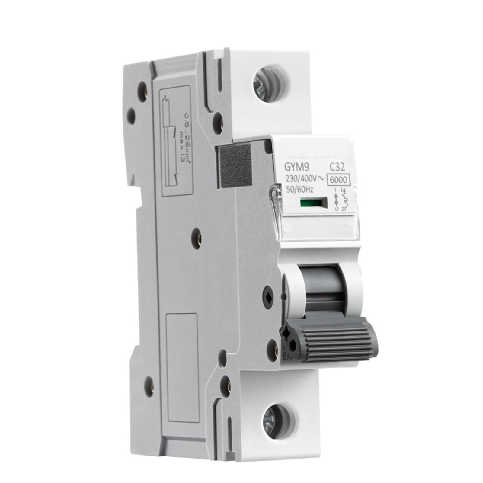 JJHQOKYNA GYM9 1P MCB Din Rail 220V 400V Circuit Breaker 6A-63A AC Type 6KA Breaking Capacity ON Off Switch 1Pcs(32A)
