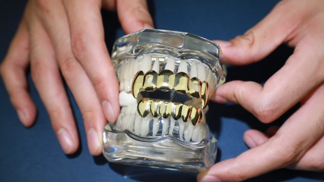 Grills para dientes, grillz dorados 18k para mujer y hombre miniatura 7