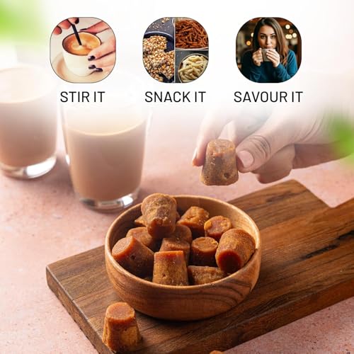 Image of Sweetch Natural Cane Jaggery Cubes 500gm Each Jar Healthy Sugar Substitute, Desi Gud Bites Size Small | Helps in Digestion | Traditional Sweetener | Sugarcane Jaggery, Gur (Pack of 2)