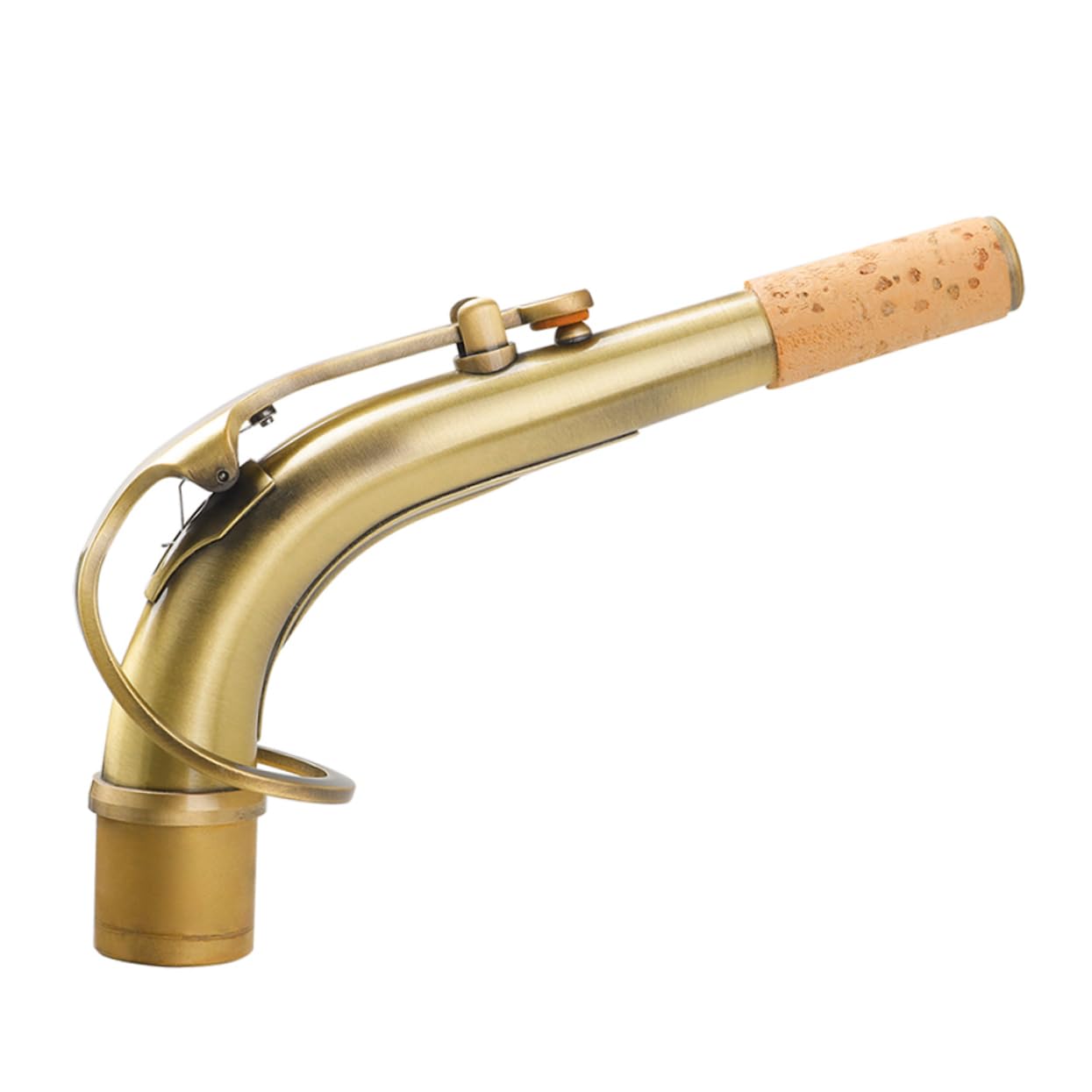 Bocchino per Sassofono Curva Diametro 24, 5mm in Ottone | Ricambio per Sax Alto e Sax, Finitura Oro Antichizzata, Aspetto Elegante