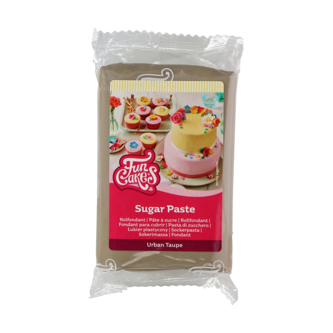FunCakes Sugar Paste Urban Taupe, Easy to Use, Smooth, Flexible, Soft and Pliable, Perfect for Cake Decorating, Halal, Kosher and Gluten Free, 250 g Pack of 1