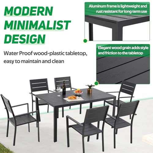 U-Max 7-Piece Aluminum Outdoor Dining Set, Patio Table And Chairs Set For 6 Morden Outdoor Furniture Set With Aluminum Frames thumb #2
