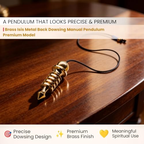 Image of Plus Value Brass Isis Metal Back Dowsing Manual Pendulum Premium Model for Professional Massager Dowsers, Vastu Experts, Prediction Yes No (4 Charts & Jute Bag)