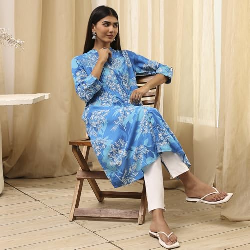 Image of BIBA Women Straight Fit Rayon Kurta