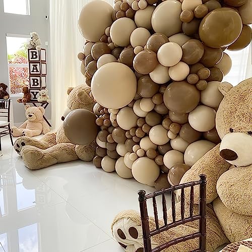 Image of PartyWoo Brown Balloons 100pcs 12 Inch Boho Neutral Coffee Tan Fall Latex Helium Balloons for Wedding Baby Shower Gender Reveal Graduation Safari Woodland Birthday Fall Party Decorations Brown-F09