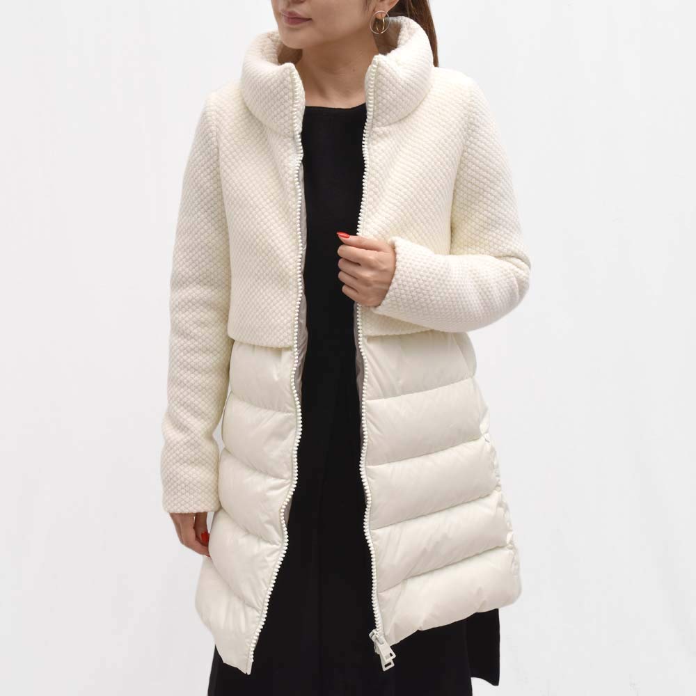 美品✨ヘルノ グースダウンコート ロング ハイネックニット ハーフジップ 42 美品✨ヘルノ グースダウンコート ロング ハイネックニット