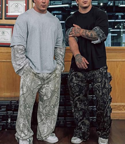 Men's Camo Sweatpants Loose Fit Joggers Waist Pockets Quick-Dry Hunting Hiking Workout Athletic Pants3