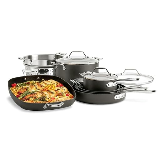 All-Clad Essentials Nonstick Hard Anodized Cookware Set, 10-Piece, Black