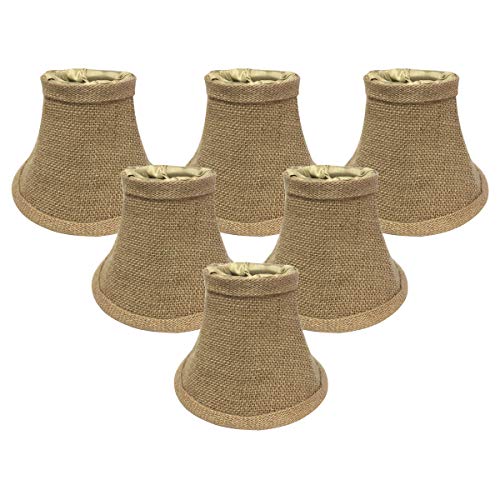 Royal Designs, Inc. True Bell Clip On Chandelier Lamp Shade, 3 x 6 x 4.5, Burlap, Set of 6