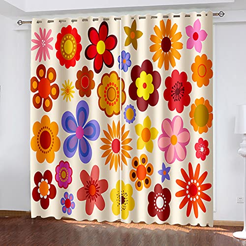 DCLINA Décoration de Fenêtre Rideau - Rideaux Occultant Isolation Thermique Fleur Paire de Rideau Occultant Thermique Isolants a Rideaux Chambre Salon 2...