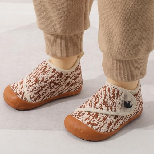 Image of FEETCITY Baby First Walking Shoes Wide Baby Shoes Infant Sneakers Newborn Crib Shoe Barefoot Lightweight Slip On Shoe