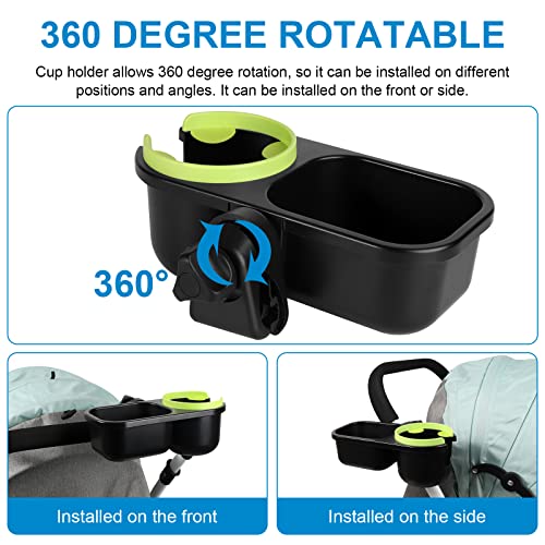 Image of Accmor Stroller Cup Holder with Tray, Universal Cup Holder Tray for Uppababy Nuna Doona Strollers, Bottle Drinks Holder for Stroller, Wheelchair, Walker