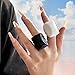Resin Chunky Ring for Women Acrylic Chunky Geometric Irregular Rectangle Rings Big Multicolor Knuckle Plain Rings Fashion Y2k Statement Rings Cute Acrylic Chunky Ring Jewelry (Black)