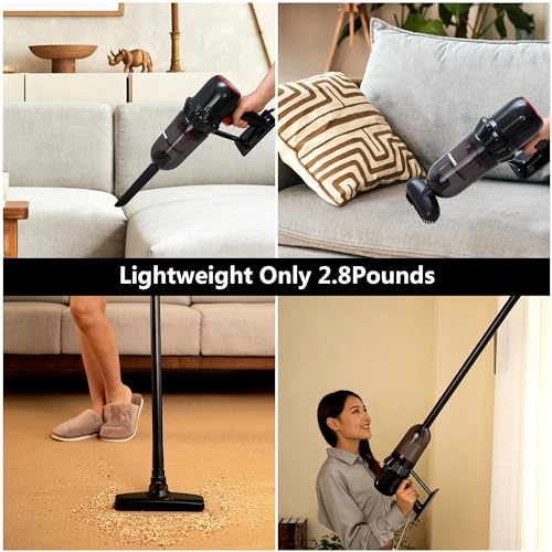 EFSHEER Stick Vacuum Cleaner 17000KPa Lightweight Corded Vac with Handheld 3-in-1, 600W Powerful Suction Vacuum Cleaner Portable with HEPA Filters, for Multi-Surfaces