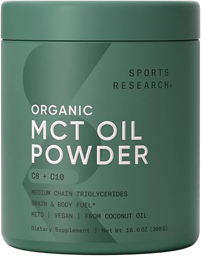Sports Research - Aceite orgánico C8 MCT derivado de cocos orgánicos ideal en café ceto té batidos y aderezos para ensaladas verificado por Non-GMO