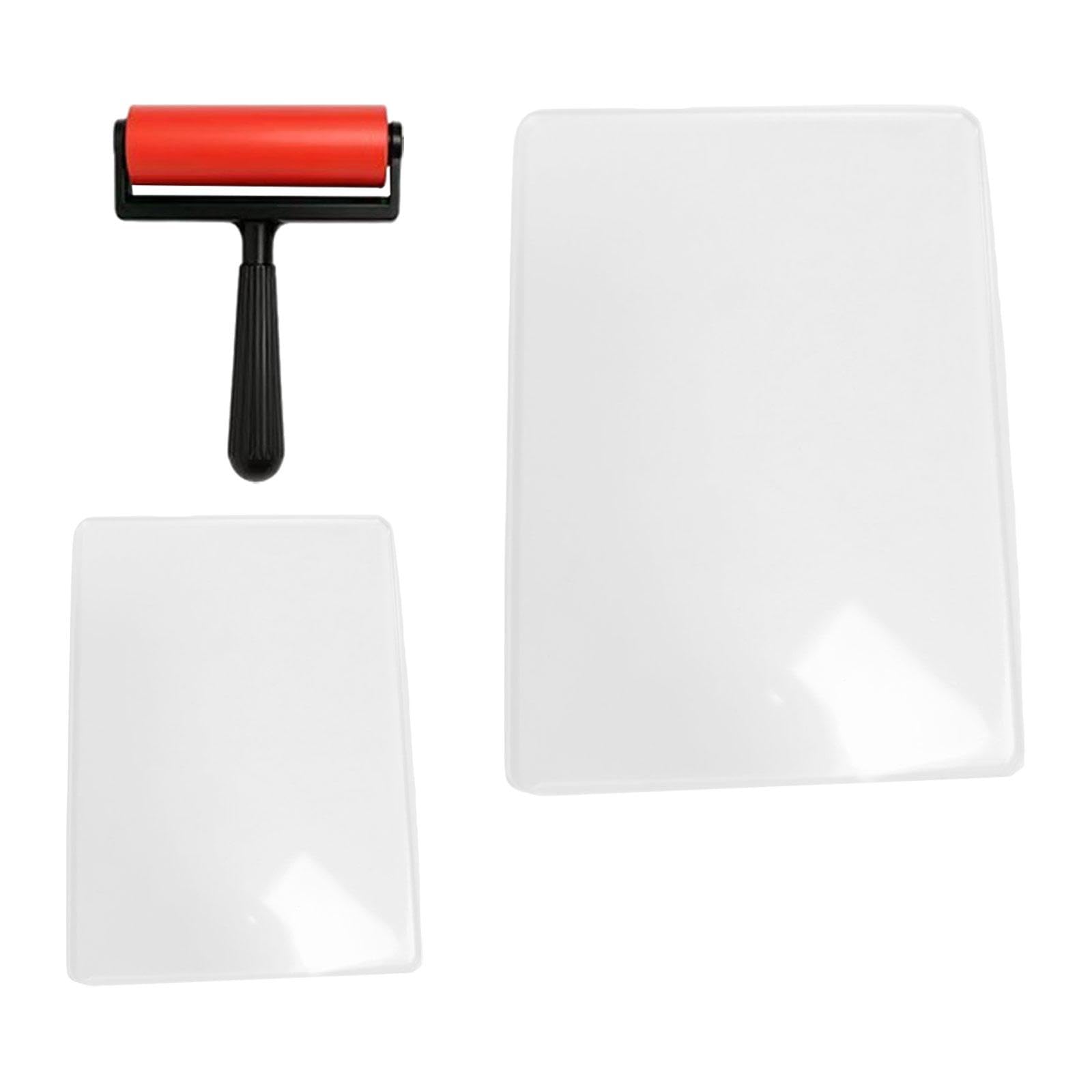 Harilla Wiederverwendbare Gel-Druckplatte, Gelplatte mit Press-Gummi-Walze für Journaling, Scrapbooking, Kartenherstellung zu Hause