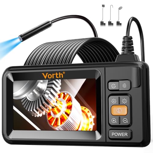 Endoskopkamera mit Licht, 4.3" IPS Bildschirm Inspektionskamera mit 8 LED Licht, 5M Semi-Rigid Kabel Endoskop Kamera, IP67 Wasserdicht 1080P HD Rohrkamera - Einzelobjektiv