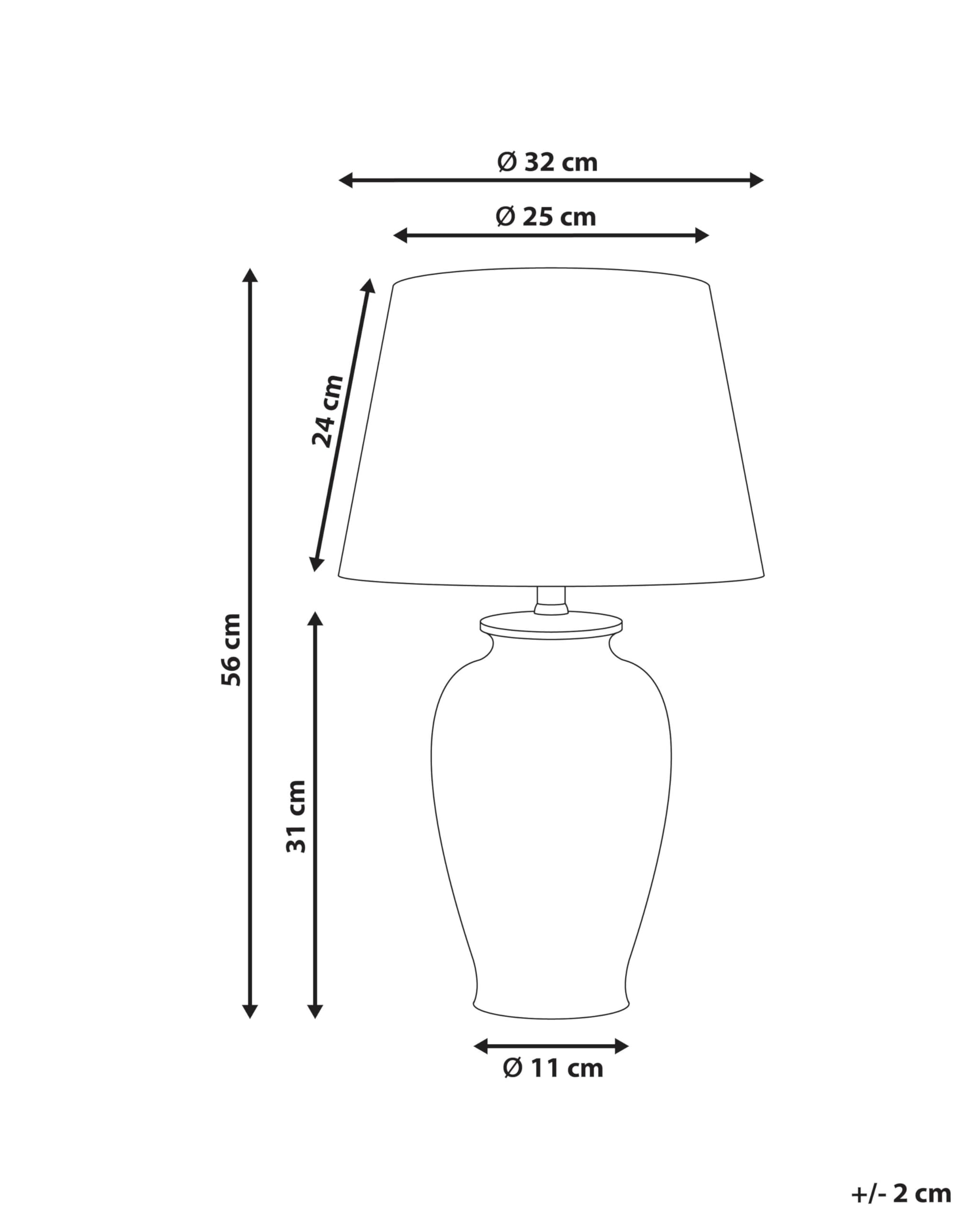 Beliani Stilvolle Tischlampe mit floralem Patten Porzellansockel Leinen-Trommelschirm Beleuchtung Weiß Acrosso