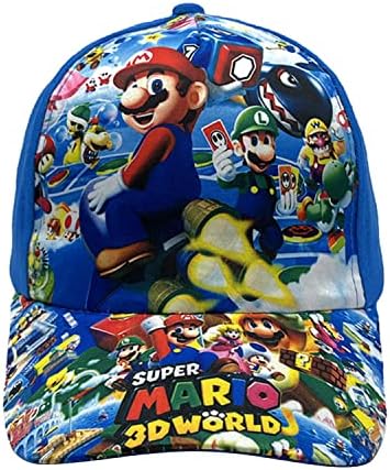 Bonamana Mario Printing Baseball Cap for Boys Girls Adjustable Kid Hat Flat Brim Hat Children Sun Hat Visor Cap