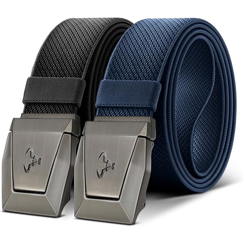 Image of BULLIANT 2-Pack Men Stretch Tactical Web Belt-Trimmable 1.5 inch-Adjustable Fit | Smooth Sliding | Adjustable for Precise Fit | Tailored Size | Rugged Nylon for Heavy Duty, hiking, Hunting