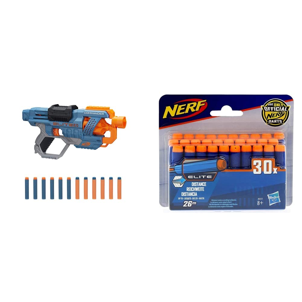 Buy Nerf Elite 2.0 Commander RD6 Blaster, 12 Official Nerf Darts, 6Dart Rotating Drum, Rails