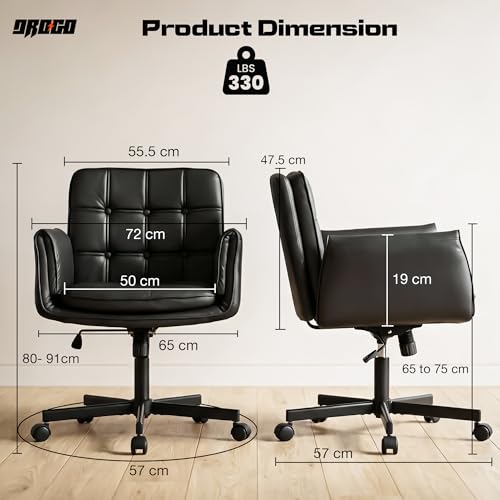 Image of DROGO Zen Atora Ergonomic Criss Cross Legged Office Chair for Work with 5 Gear Armrest & Wide Thick Cushion Seat | PU Leather Computer Chair with Adjustable Height, Recline & Heavy Metal Base (Black)