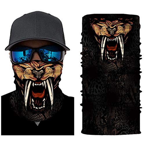 2 Pack Kids Neck Gaiter Face Mask Women Bandanas Headband Head Hair Scarf Mask Balaclava Boho Funny Skull Halloween Lion Multi-Pack Face Scarf Neck Cover Face Cover For Men Women And Teens