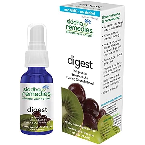 Siddha Remedies Digest Spray for Indigestion Heartburn Stomachache Abnormal Appetite Nausea | 100% Natural Plant Based Homeopathic Remedy with Cell Salts and Flower Essences | No Alcohol No Sugar Cover