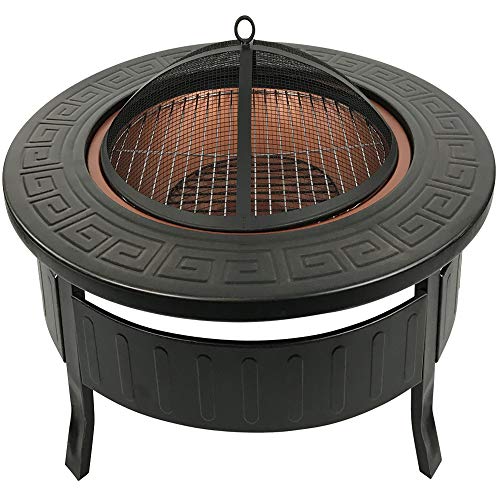 RayGar FP34 Multifunctional 3 in 1 Outdoor Garden Round Fire Pit BBQ Ice Pit Patio Heater Stove Brazier Metal Firepit + Protective Cover - New (FP34)