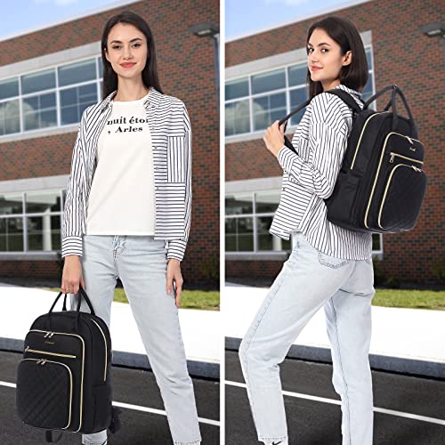 Lovevook LK-1943 Laptop Backpack For Women, Water Resistant Travel Work Black Backpacks Purse Business Teacher Nurse Computer Bag thumb #1