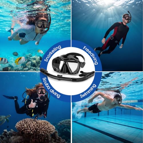 Set de Snorkel Seco para Adultos con Gafas Ajustables y Cubierta Facial con Tubo Seco para Buceo y Natación miniatura 2