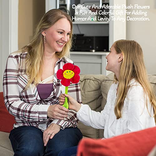 T Play Plush Flower Bendable Stems Colorful Stuffed Flowers Plush Toy Durable Plush Daisy Flower Bouquet With Happy Smiley Face Toy Flower Sunflower Plushie Gift For Kids Baby Girl Toddlers 12" (12") #TOP2