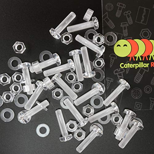 Pacco di 60 Acrilico Bulloni e Dadi, Rondelle, M5