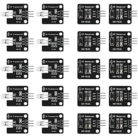 Dorhea 10Pcs Digital 38khz Ir Receiver Sensor Module + 10Pcs 38khz Ir Transmitter Sensor Module Kit for Electronic Building Block Cover