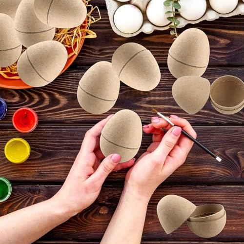 Huevos de Pascua vacíos rellenables de papel maché marrón 6