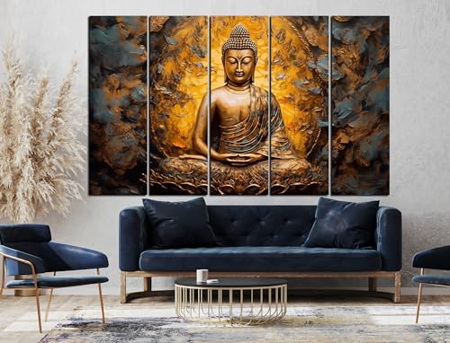 Image of CN RETAILS Lord Budha Beautiful flowers painting with frame Big Size(48x30) Wall art for living room,Bedroom,Drawing room,Hotels-Wooden Framed-Digital Painting ss04 08