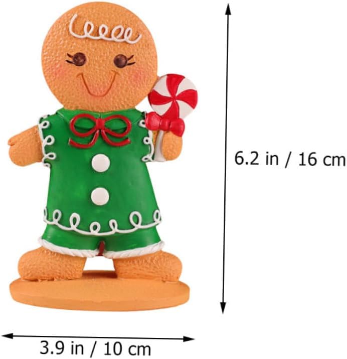 Cabilock 2Pcs Decorative Christmas Gingerbread Figurines Xmas Table Centerpiece Cute Holiday Ornament for Party and Home Festive Adornment