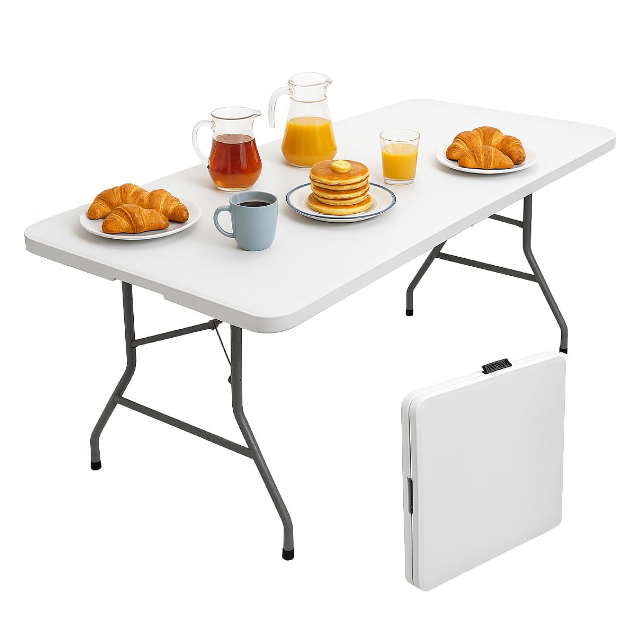 Tavolo Pieghevole LEIVESTE Per Esterno - Salvaspazio, Design A Valigetta Con Maniglia, Ideale Per Campeggio, Giardino E Feste - Foto 4