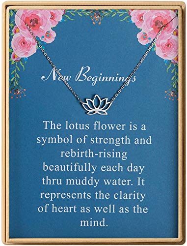 Dainty Lotus Necklace S925 Sterling Silver Yoga Pendant Necklace Graduation Gift for Women