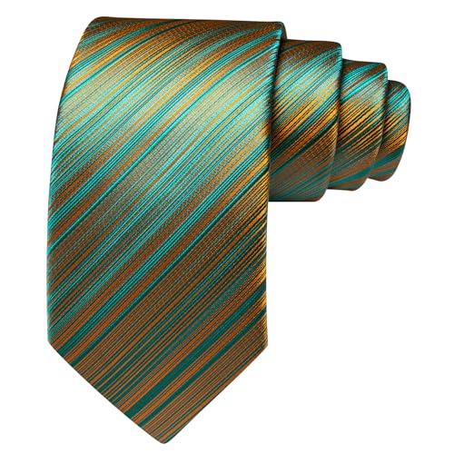 Image of Barry.Wang Tie Sets for Men Silk Stripe Necktie Woven Checkered Handkerchief Cufflinks Formal Business Wedding